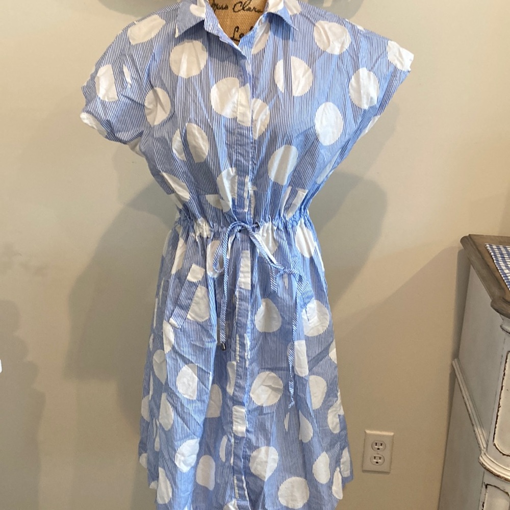 Brave and True blue and white striped and large polka dots size medium!
